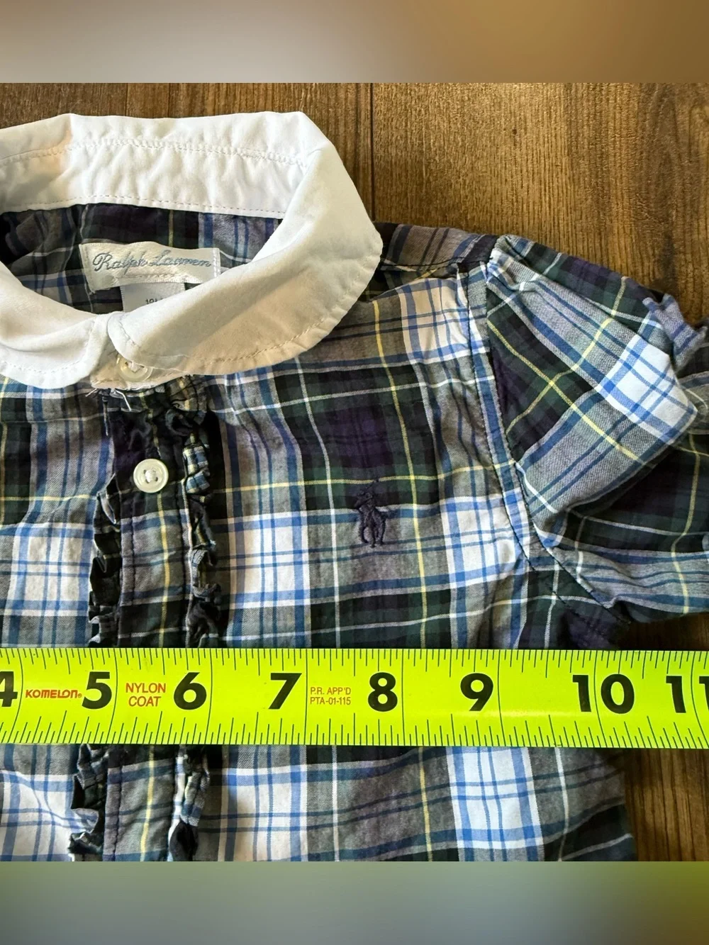 Ralph Lauren Girls 18M Plaid Long Sleeve Dress Peter Pan Collar Button Front